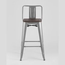 Стул полубарный Stool Group Tolix WOOD со спинкой серебристый матовый, металл с порошковым покрытием