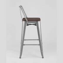 Стул полубарный Stool Group Tolix WOOD со спинкой серебристый матовый, металл с порошковым покрытием