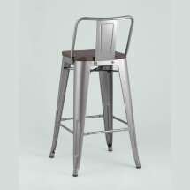 Стул полубарный Stool Group Tolix WOOD со спинкой серебристый матовый, металл с порошковым покрытием