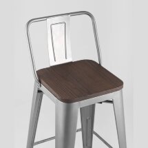 Стул полубарный Stool Group Tolix WOOD со спинкой серебристый матовый, металл с порошковым покрытием