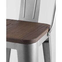 Стул полубарный Stool Group Tolix WOOD со спинкой серебристый матовый, металл с порошковым покрытием