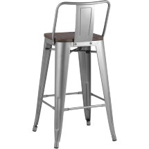 Стул полубарный Stool Group Tolix WOOD со спинкой серебристый матовый, металл с порошковым покрытием