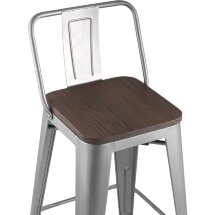 Стул полубарный Stool Group Tolix WOOD со спинкой серебристый матовый, металл с порошковым покрытием