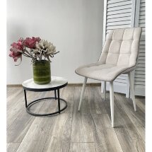 Стул CHIC HE622-01/ HE622-05 топленое молоко, ткань/ белый каркас М-City