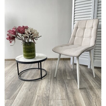 Стул CHIC HE622-01/ HE622-05 топленое молоко, ткань/ белый каркас М-City 