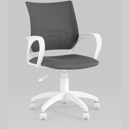 Кресло офисное Topchairs ST-BASIC-W серая ткань крестовина белый пластик 