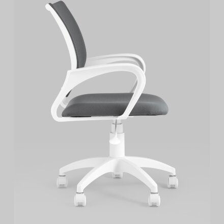 Кресло офисное Topchairs ST-BASIC-W серая ткань крестовина белый пластик 