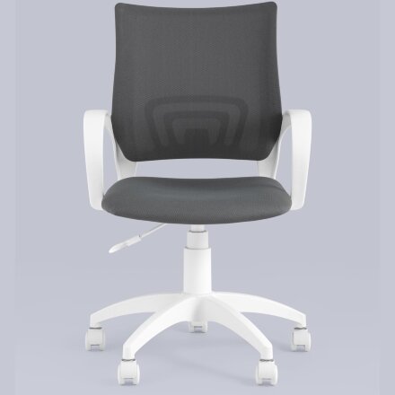 Кресло офисное Topchairs ST-BASIC-W серая ткань крестовина белый пластик 