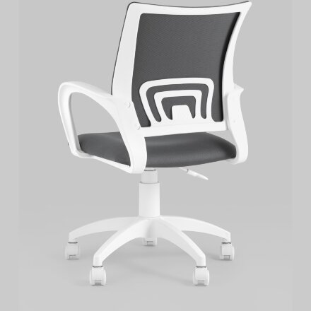 Кресло офисное Topchairs ST-BASIC-W серая ткань крестовина белый пластик 