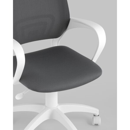 Кресло офисное Topchairs ST-BASIC-W серая ткань крестовина белый пластик 