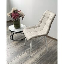 Стул CHIC VF-01/ VF-02 светло-бежевый/ бежевый, ткань/ белый каркас М-City