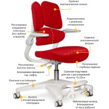 Детское кресло ErgoKids Trinity Red  арт.Y-617 KR  - обивка красная однотонная  коробок-1шт.