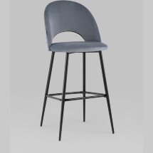 Стул барный Stool Group Меган велюр серый ножки металл черные