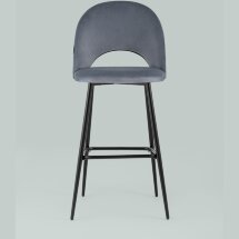 Стул барный Stool Group Меган велюр серый ножки металл черные