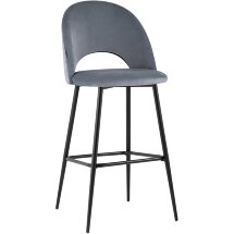 Стул барный Stool Group Меган велюр серый ножки металл черные