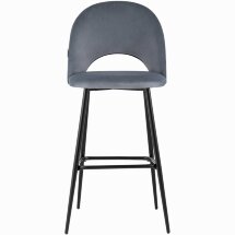 Стул барный Stool Group Меган велюр серый ножки металл черные