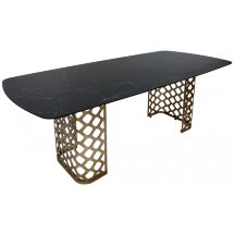 Керамический стол Chiavari 220 итальянская керамика черный мрамор матовый KL-116 / бронзовый