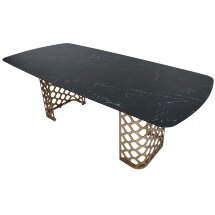 Керамический стол Chiavari 220 итальянская керамика черный мрамор матовый KL-116 / бронзовый