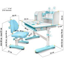 Комплект мебели  столик   стульчик  Mealux EVO Panda XL blue  арт. BD-29 BL  - столешница белая / пластик голубой  одна коробка