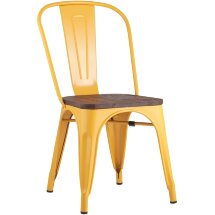 Стул Stool Group Tolix Wood желтый сиденье деревянное