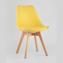 Стул Stool Group Frankfurt желтый, сиденье из сочетания пластика и экокожи, ножки деревянные