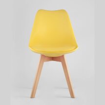 Стул Stool Group Frankfurt желтый, сиденье из сочетания пластика и экокожи, ножки деревянные