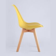 Стул Stool Group Frankfurt желтый, сиденье из сочетания пластика и экокожи, ножки деревянные