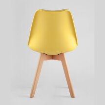 Стул Stool Group Frankfurt желтый, сиденье из сочетания пластика и экокожи, ножки деревянные