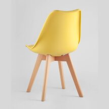 Стул Stool Group Frankfurt желтый, сиденье из сочетания пластика и экокожи, ножки деревянные