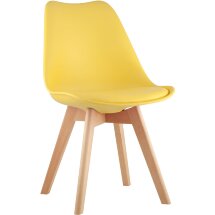 Стул Stool Group Frankfurt желтый, сиденье из сочетания пластика и экокожи, ножки деревянные