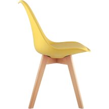 Стул Stool Group Frankfurt желтый, сиденье из сочетания пластика и экокожи, ножки деревянные