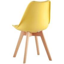 Стул Stool Group Frankfurt желтый, сиденье из сочетания пластика и экокожи, ножки деревянные