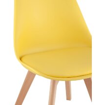 Стул Stool Group Frankfurt желтый, сиденье из сочетания пластика и экокожи, ножки деревянные