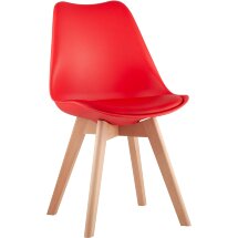 Стул Stool Group Frankfurt красный, сиденье из сочетания пластика и экокожи, ножки деревянные