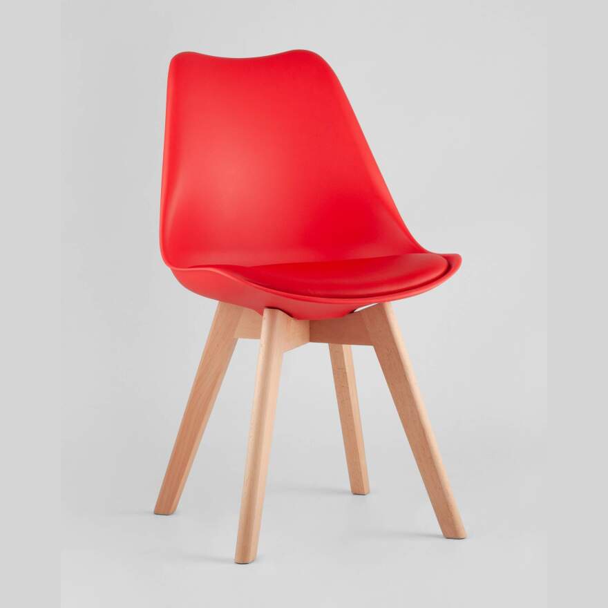 Пластиковый стул с деревянными ножками, белый — орех (арт. М3413)