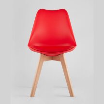 Стул Stool Group Frankfurt красный, сиденье из сочетания пластика и экокожи, ножки деревянные