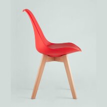 Стул Stool Group Frankfurt красный, сиденье из сочетания пластика и экокожи, ножки деревянные