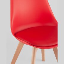 Стул Stool Group Frankfurt красный, сиденье из сочетания пластика и экокожи, ножки деревянные