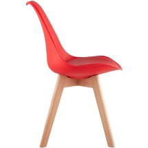 Стул Stool Group Frankfurt красный, сиденье из сочетания пластика и экокожи, ножки деревянные