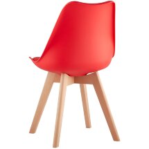 Стул Stool Group Frankfurt красный, сиденье из сочетания пластика и экокожи, ножки деревянные