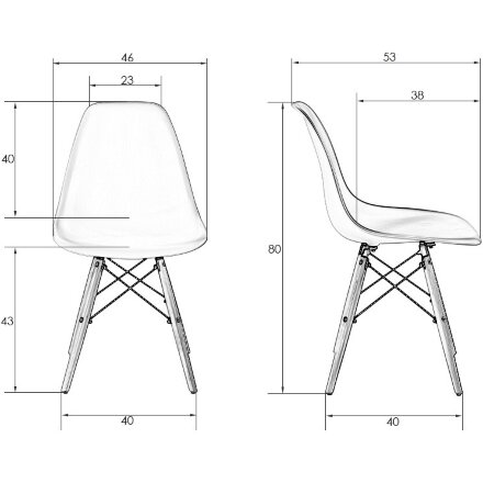 Стул обеденный DOBRIN DSW, ножки светлый бук, цвет белый (W-02) 