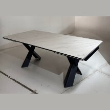 Стол ORISTANO 200 MARBLES KL-99 Белый мрамор матовый, итальянская керамика/ черный каркас, ®DISAUR