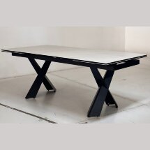 Стол ORISTANO 200 MARBLES KL-99 Белый мрамор матовый, итальянская керамика/ черный каркас, ®DISAUR