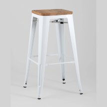 Стул барный Stool Group Tolix WOOD белый глянцевый, металл с порошковым покрытием, светлое дерево, металл