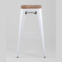 Стул барный Stool Group Tolix WOOD белый глянцевый, металл с порошковым покрытием, светлое дерево, металл