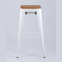 Стул барный Stool Group Tolix WOOD белый глянцевый, металл с порошковым покрытием, светлое дерево, металл