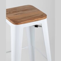 Стул барный Stool Group Tolix WOOD белый глянцевый, металл с порошковым покрытием, светлое дерево, металл