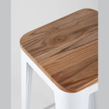 Стул барный Stool Group Tolix WOOD белый глянцевый, металл с порошковым покрытием, светлое дерево, металл