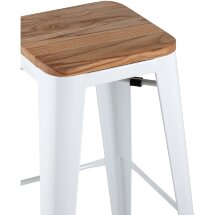 Стул барный Stool Group Tolix WOOD белый глянцевый, металл с порошковым покрытием, светлое дерево, металл