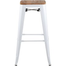 Стул барный Stool Group Tolix WOOD белый глянцевый, металл с порошковым покрытием, светлое дерево, металл